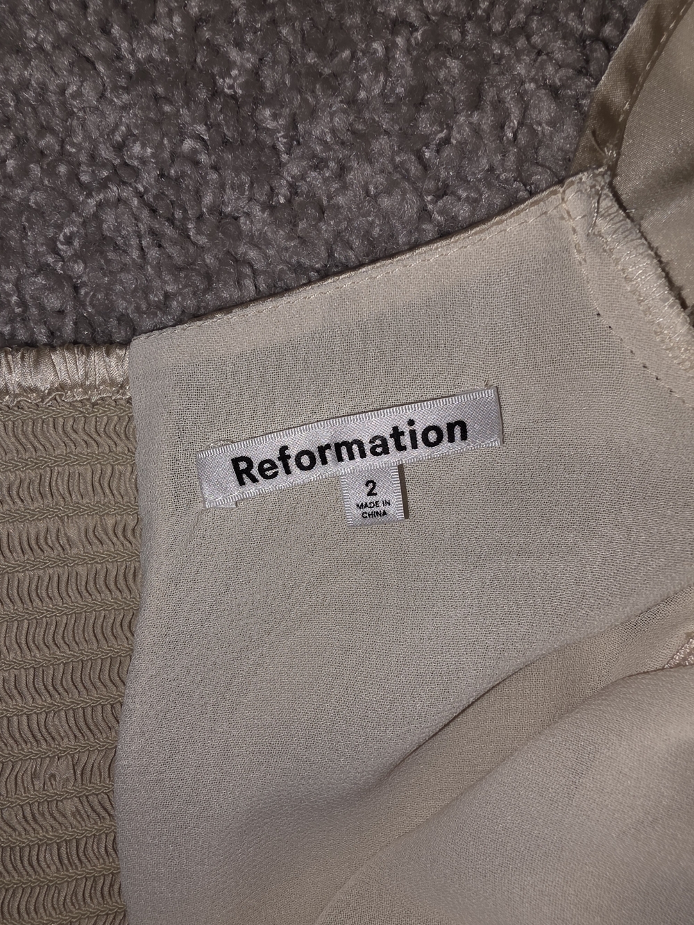 Reformation Cream Silk Blouse with Contrast Lace Trim - Picture 9 of 16